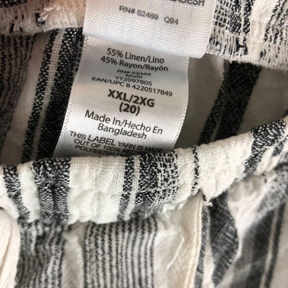 Time And Tru Womens Striped Linen Blend Shorts Black White XXL - Picture 4 of 4